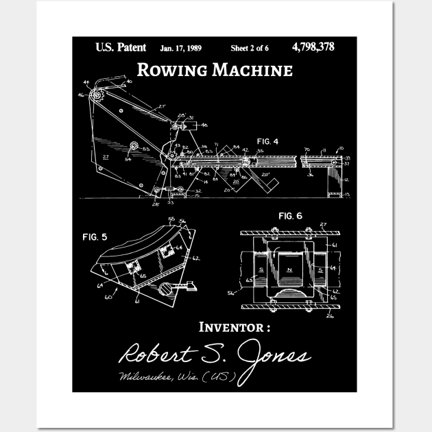 Erg rowing machine patent Wall Art by Anodyle